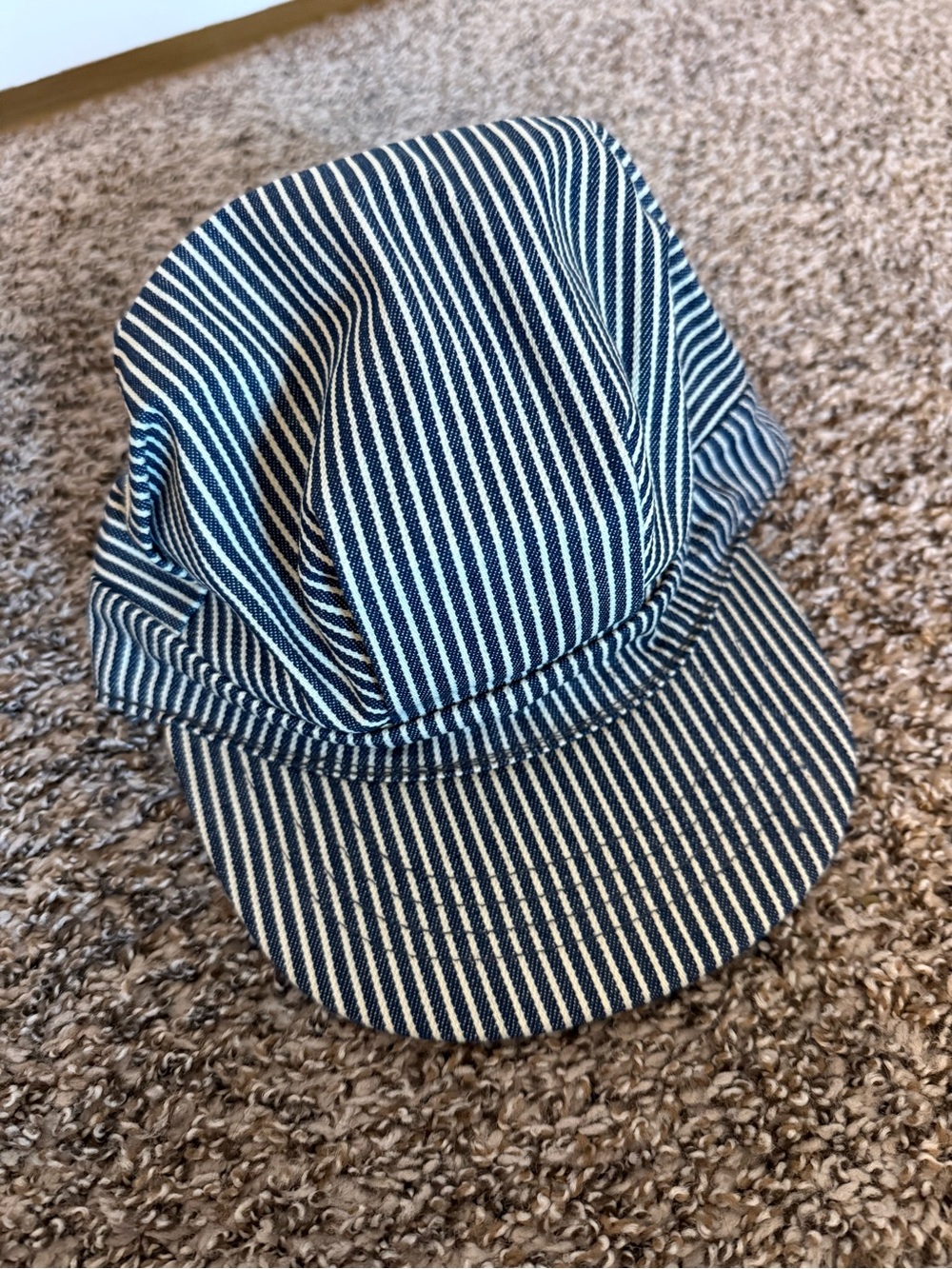 Children’s Striped Blue and White Railworker Cap - train conductor costume
